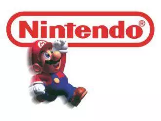 A nintendo logo with a character running in front of it, showcasing motion controller capabilities and adding a dash of uniqueness.