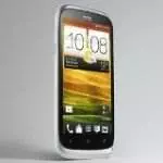 The white HTC Desire X phone is shown on a gray background.