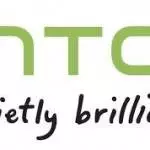 The HTC logo on a white background, reflecting their recent profit drop of 58 percent.