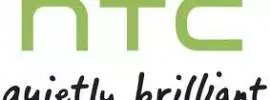 The HTC logo on a white background, reflecting their recent profit drop of 58 percent.