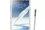 A white Samsung Galaxy Note II with a pen, available in the U.S. starting November.