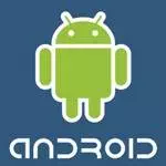 The Android logo on a blue background.