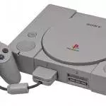 A Sony PS1 console for play with two game controllers.