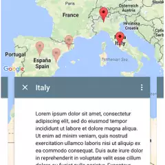 A MapViewPager displaying various locations in Italy, optimized with relevant SEO keywords.