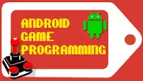 A red tag with the words android game programming offered by Suntimebox.