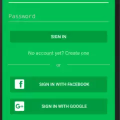 A smart Android phone with a green login screen.
