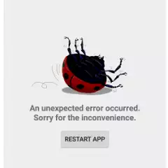A ladybug displaying an error message on a cell phone.