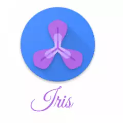 Iris app icon with a purple flower.