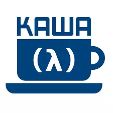 Kawa logo with a cup of coffee.