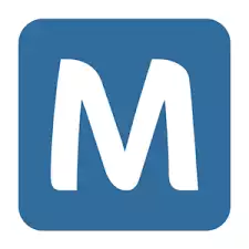 A blue square with the letter m on it, featuring MobFox.
