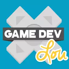 Game dev louis logo on a blue background.