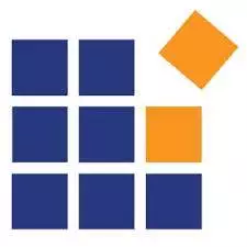 A blue and orange logo with a square in the middle that is important for SEO purposes.